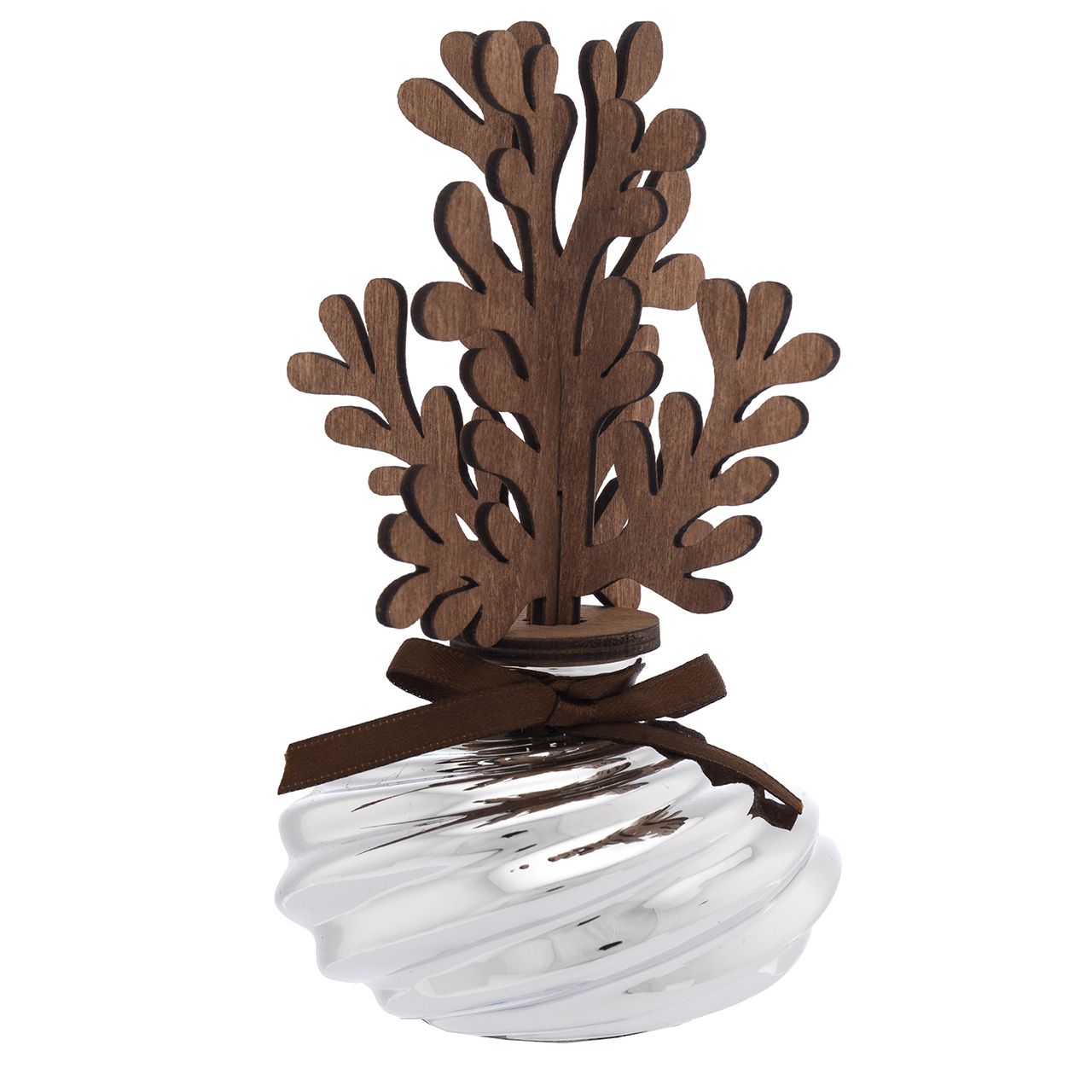 VASETTO TORCIGLIONE D. 8 CON DIFFUSORE IN LEGNO STILIZZATO
